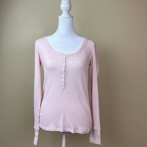 VICTORIA Secret Ribbed Button Pullover Lounging Top XS